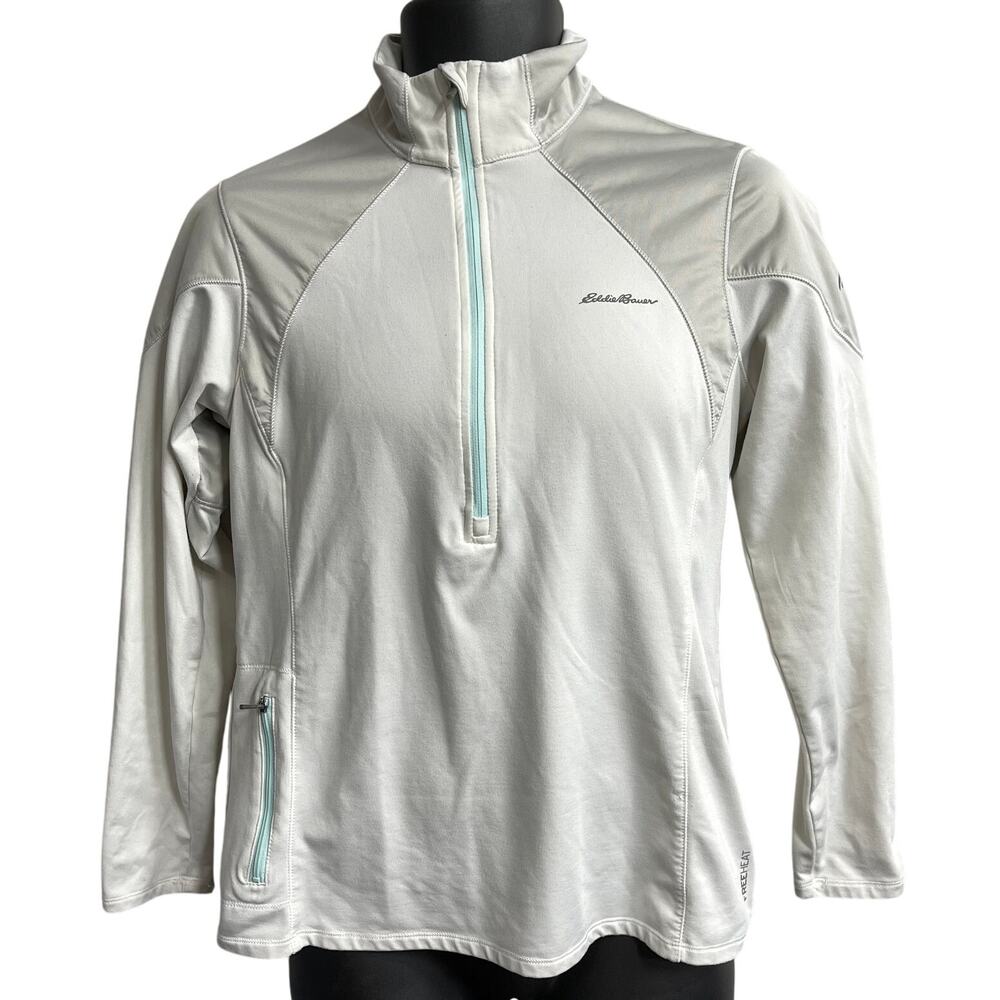 Eddie Bauer Women Shirt Size M Beige Free Heat Outdoor Motion 1/2 Zip Pullover